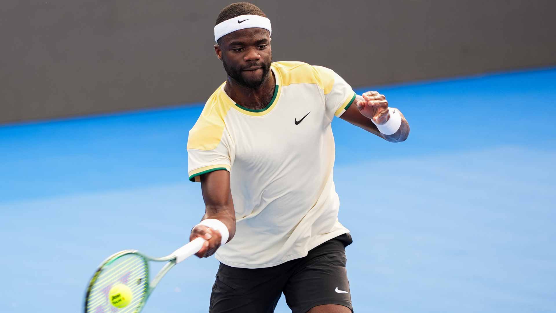 Frances Tiafoe in action Friday at the Delray Beach Open.
